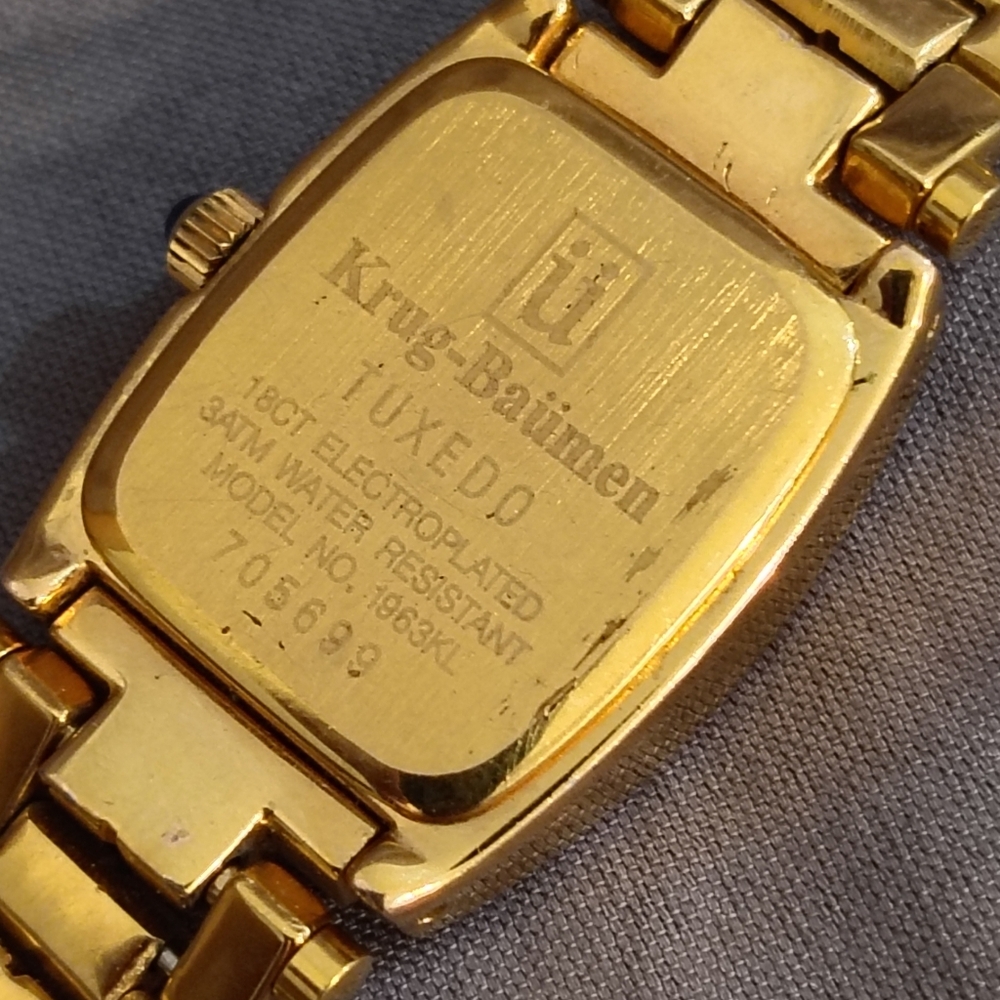Krug-Baumen Tuxedo 18k Gold Electroplated Watch ~ Runs & Keeps Time, New Battery - Picture 15 of 15
